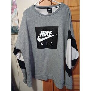 Gray/Black/White Nike Air Pull Over Sweater With Side Zipper Size XXL